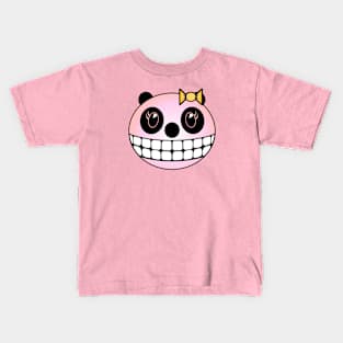 Girl Panda Face - Sherbert with Yellow Bow Kids T-Shirt